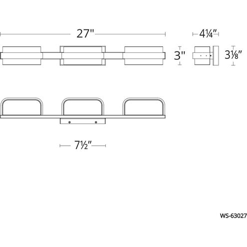 Forbes LED 27 inch Polished Nickel Bath Vanity & Wall Light in 27in.