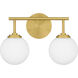 Eloise 2 Light 15 inch Aged Brass Bath Light Wall Light