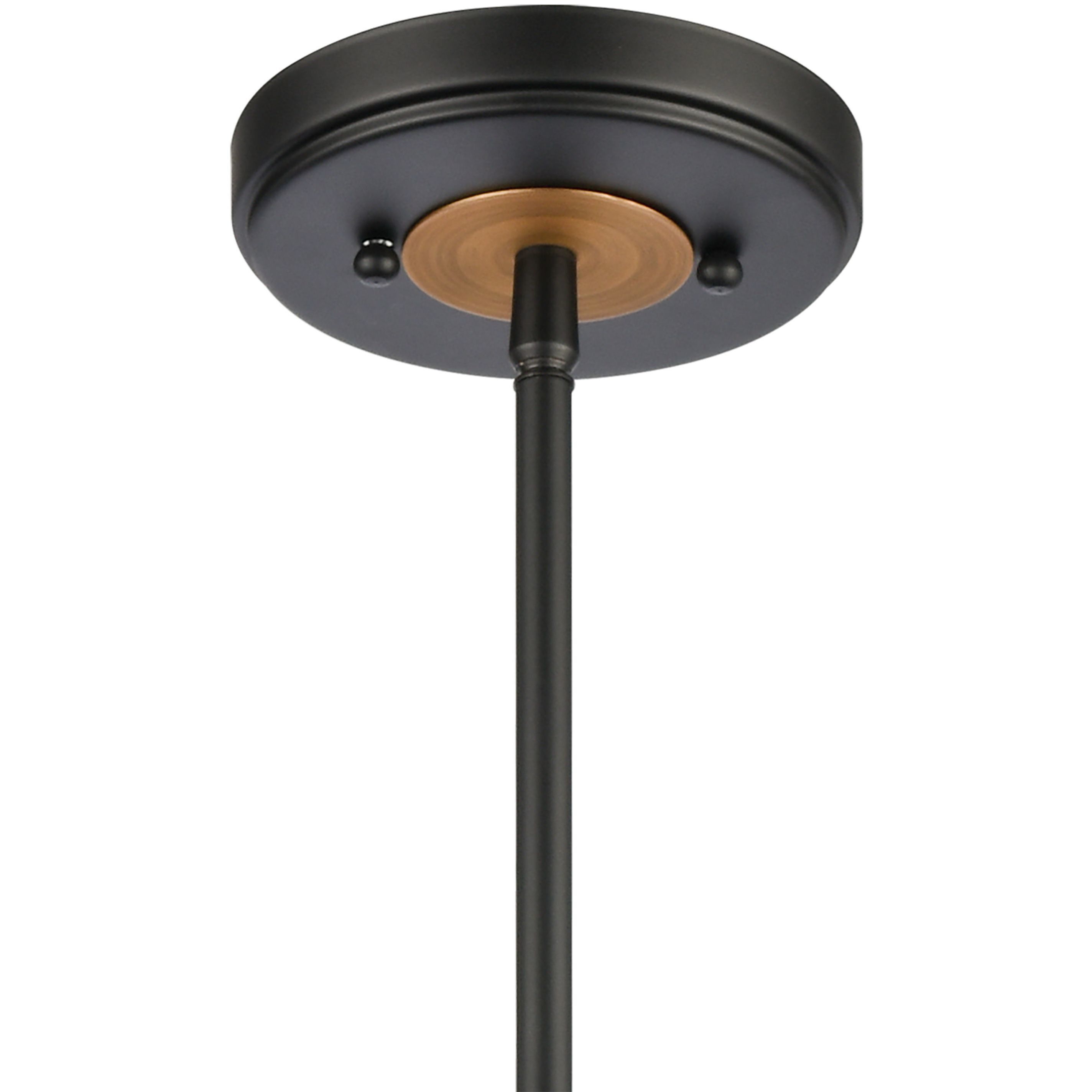 Woodbridge 1 Light 10 inch Matte Black with Weathered Oak and Brass Mini Pendant Ceiling Light