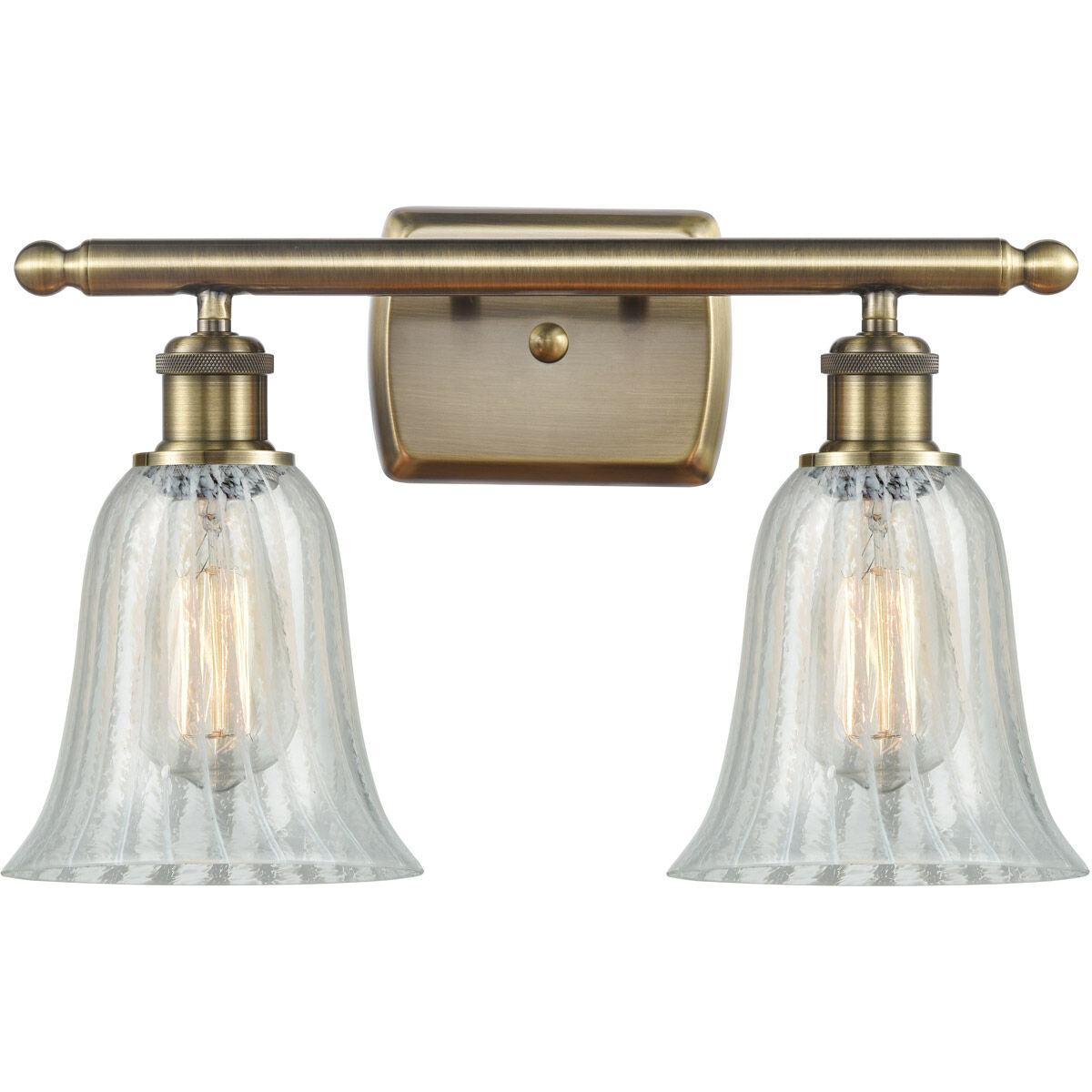 Ballston Hanover 2 Light 16 inch Antique Brass Bath Vanity Light Wall Light in Mouchette Glass, Ballston