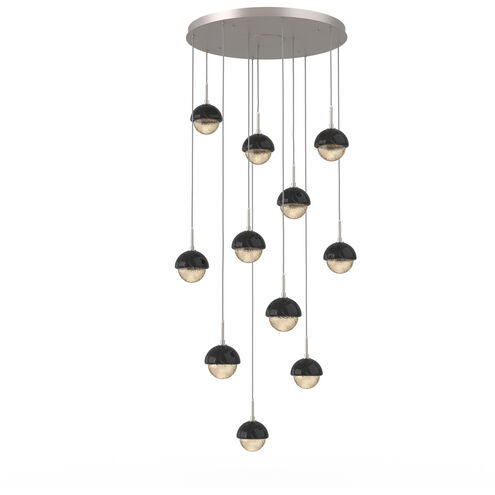 Cabochon LED Metallic Beige Silver with Black Marble Pendant Chandelier Ceiling Light in Amber, 2700K LED