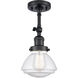 Franklin Restoration Olean 1 Light 7 inch Matte Black Semi-Flush Mount Ceiling Light in Seedy Glass, Franklin Restoration