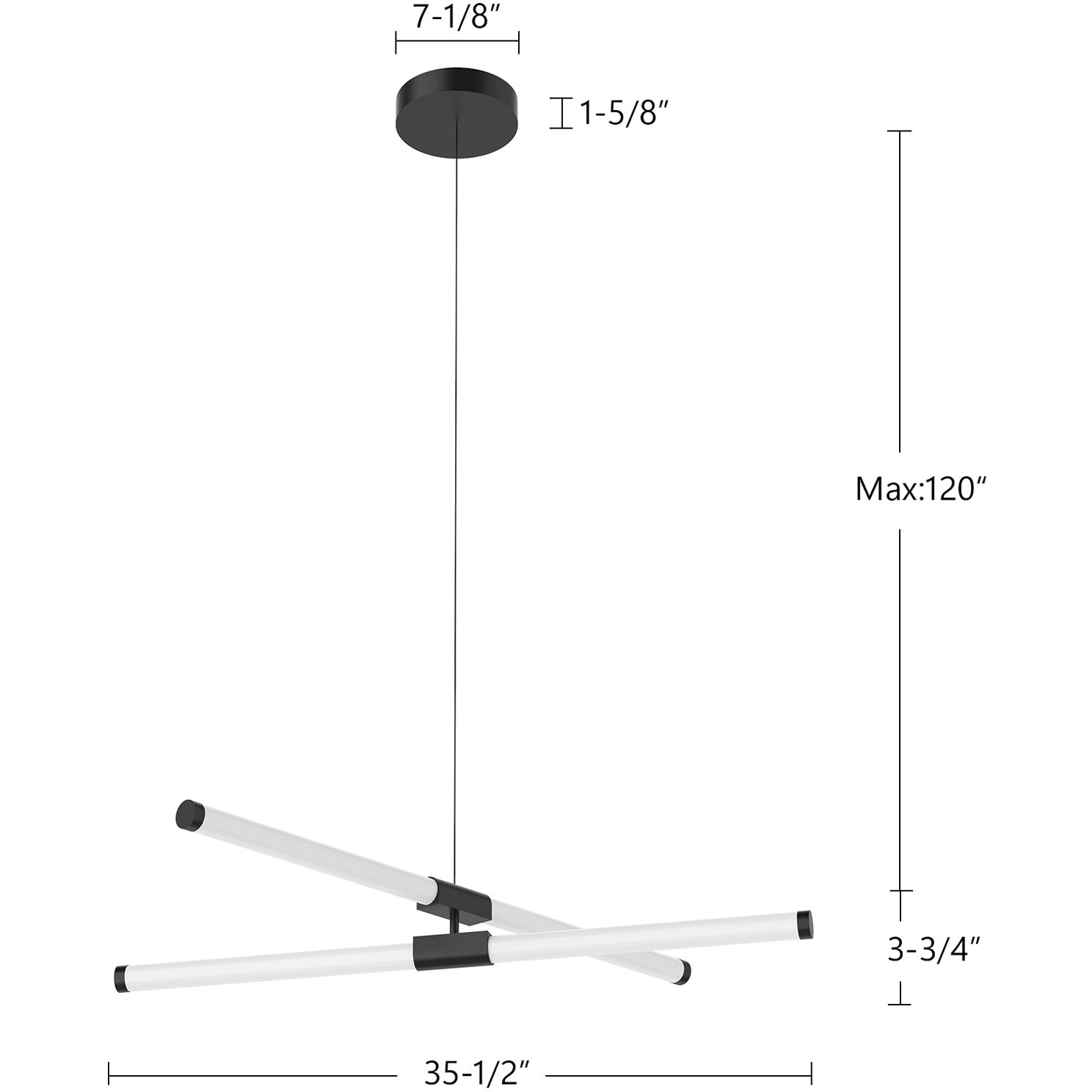 Akari LED 35.5 inch Black Chandelier Ceiling Light