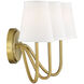 Modern 3 Light 20 inch Natural Brass Wall Sconce Wall Light