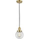 Franklin Restoration Beacon 1 Light 6 inch Satin Gold Mini Pendant Ceiling Light in Incandescent, Clear, Franklin Restoration