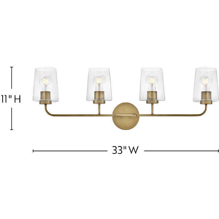 Kline 4 Light 33 inch Heritage Brass Bath Wall Light in Clear