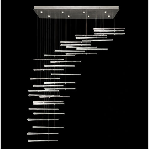Elevate 8 Light 62 inch Silver Leaf Pendant Ceiling Light in Crystal Stardust Spires Studio Glass