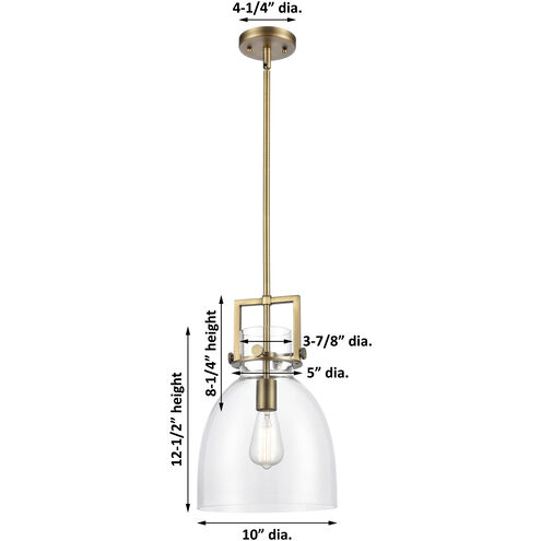 Newton Bell 1 Light 10 inch Satin Nickel Pendant Ceiling Light