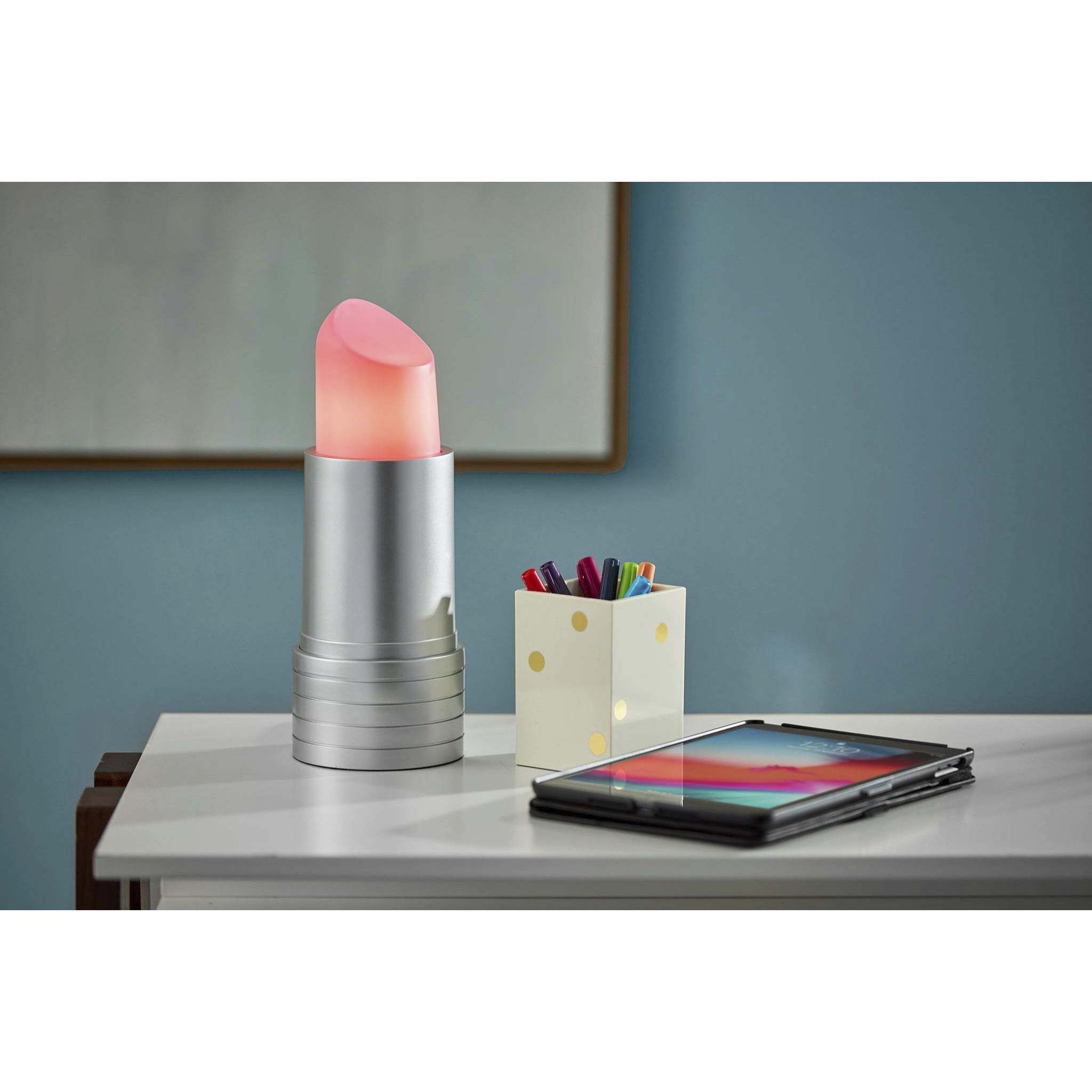 Lipstick 8 inch 3.50 watt Silver Table Lamp Portable Light, Simplee Adesso