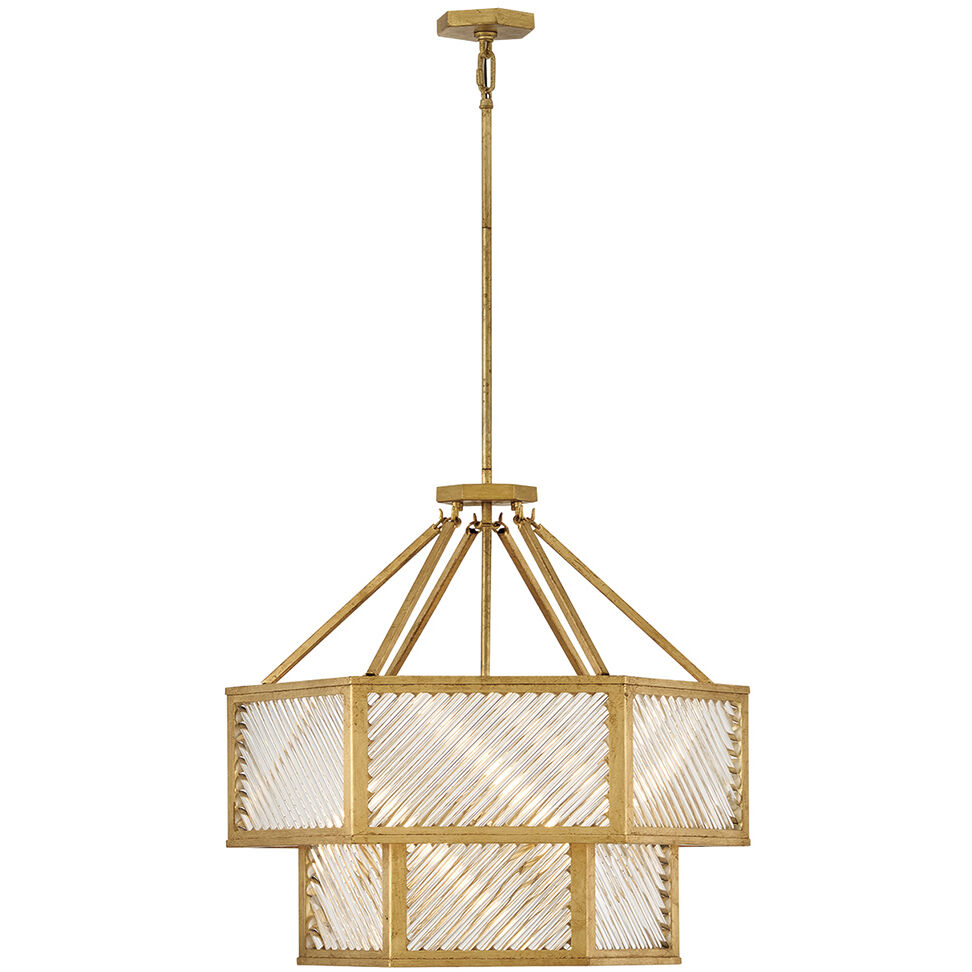 Lisa McDennon Sura 5 Light 26 inch Distressed Brass Chandelier Ceiling Light, Multi Tier