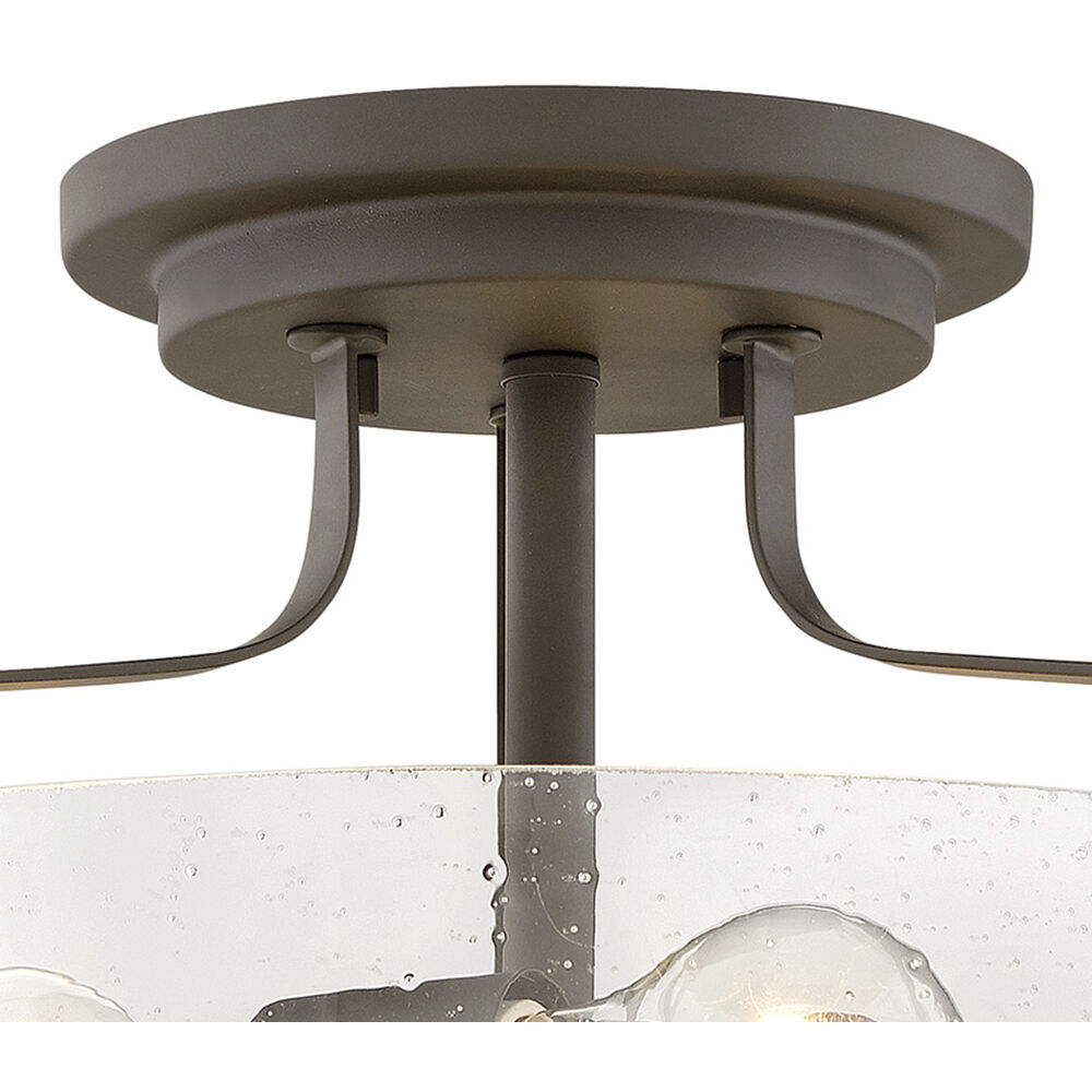 Harper 3 Light 14.5 inch Oil Rubbed Bronze Indoor Semi-Flush Mount Ceiling Light in Clear Seedy