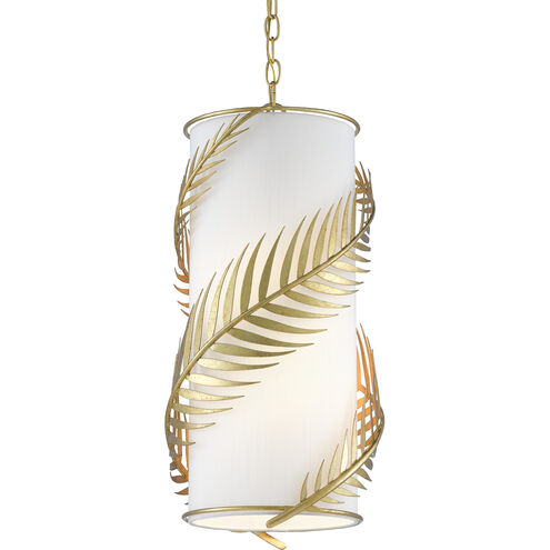 Queenbee Palm 1 Light 10 inch Contemporary Gold Leaf/White Pendant Ceiling Light