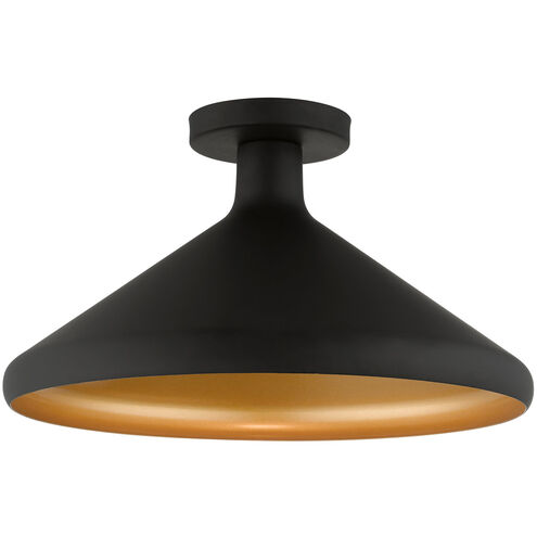 Geneva 1 Light 15 inch Black Semi-Flush Mount Ceiling Light