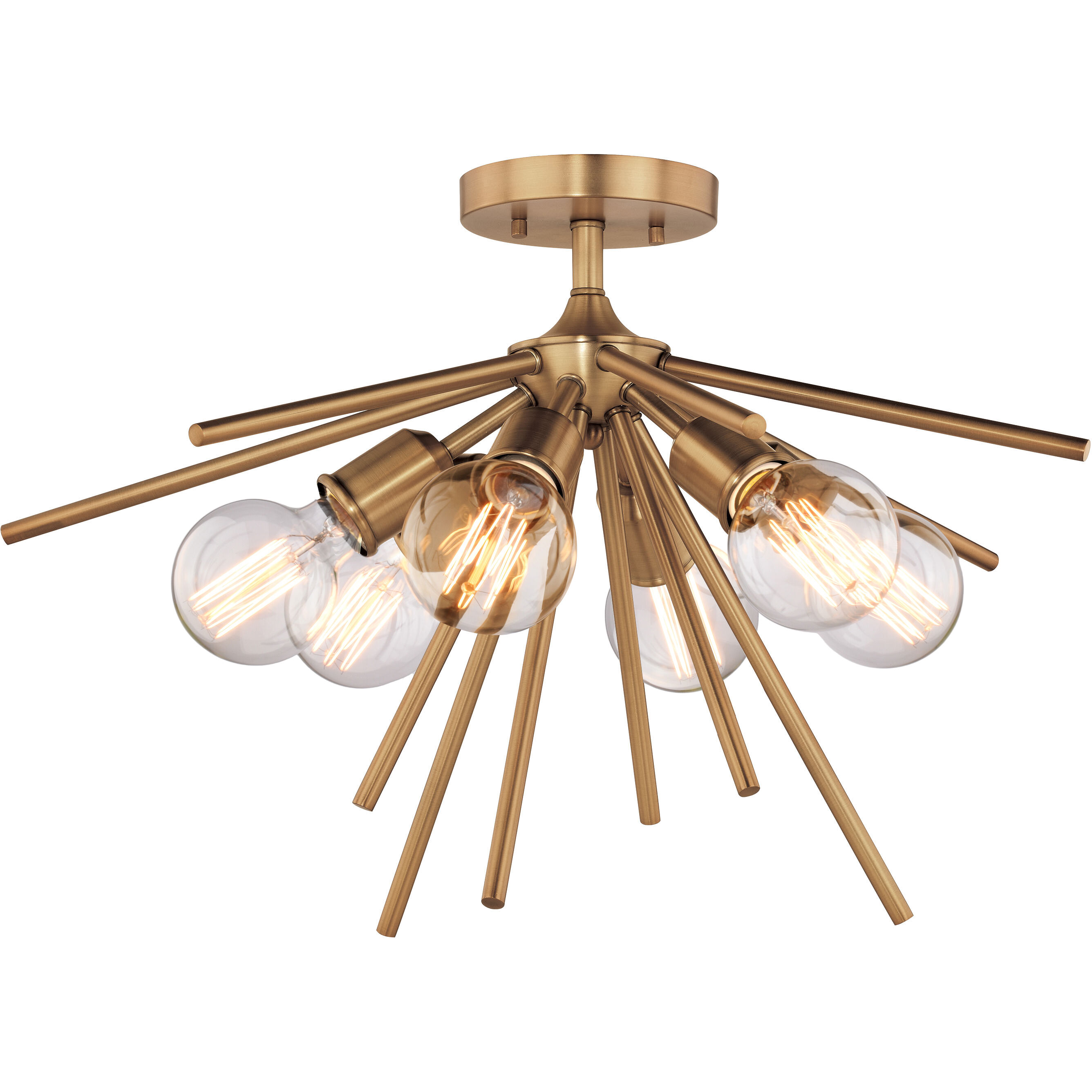 Estelle 6 Light 24 inch Natural Brass Semi-Flush Mount Ceiling Light