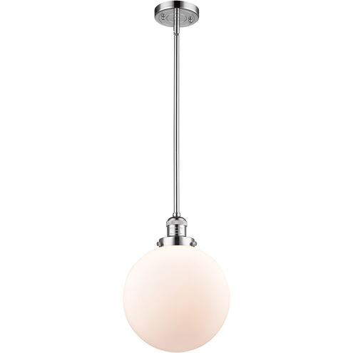 Franklin Restoration X-Large Beacon 1 Light 10 inch Polished Chrome Mini Pendant Ceiling Light in Matte White Glass, Franklin Restoration