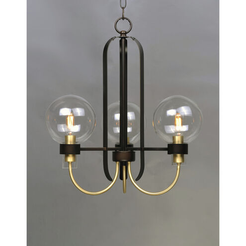 Bauhaus 3 Light 20 inch Bronze/Satin Brass Mini Chandelier Ceiling Light