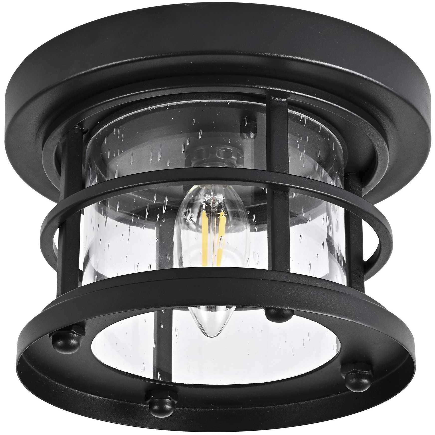 Carla 1 Light 8 inch Black Outdoor Flush Mount
