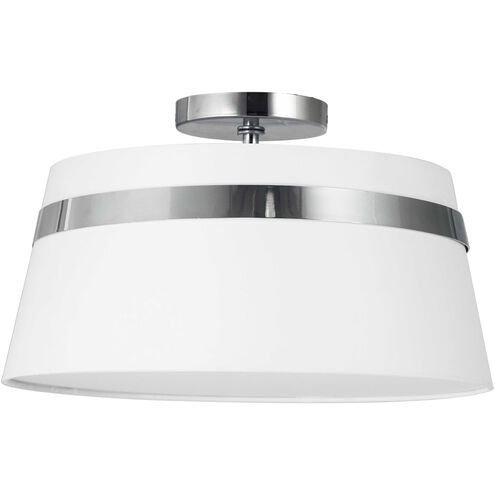 Symphony 3 Light 15 inch Polished Chrome with White Semi-Flush Mount Ceiling Light