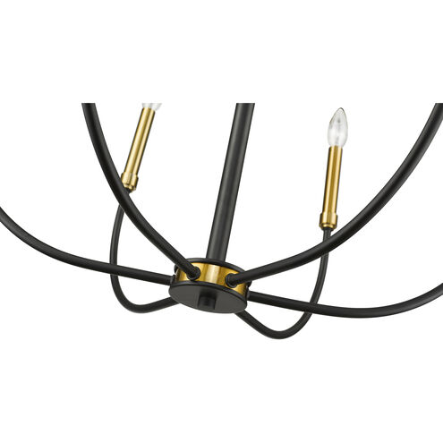 Haylie 6 Light 26 inch Matte Black and Olde Brass Chandelier Ceiling Light