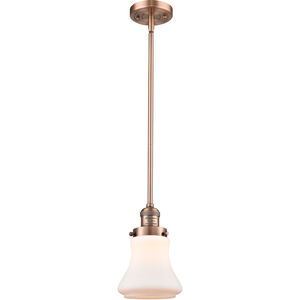 Franklin Restoration Bellmont LED 7 inch Antique Copper Mini Pendant Ceiling Light in Matte White Glass, Franklin Restoration