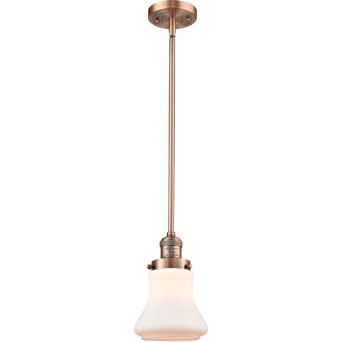 Franklin Restoration Bellmont LED 7 inch Antique Copper Mini Pendant Ceiling Light in Matte White Glass, Franklin Restoration