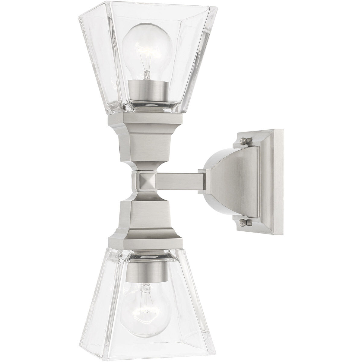Mission 2 Light 5 inch Brushed Nickel Sconce Wall Light