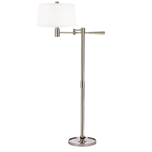 Lindale 56 inch 0 watt Polished Nickel Portable Floor Lamp Portable Light in White Faux Silk