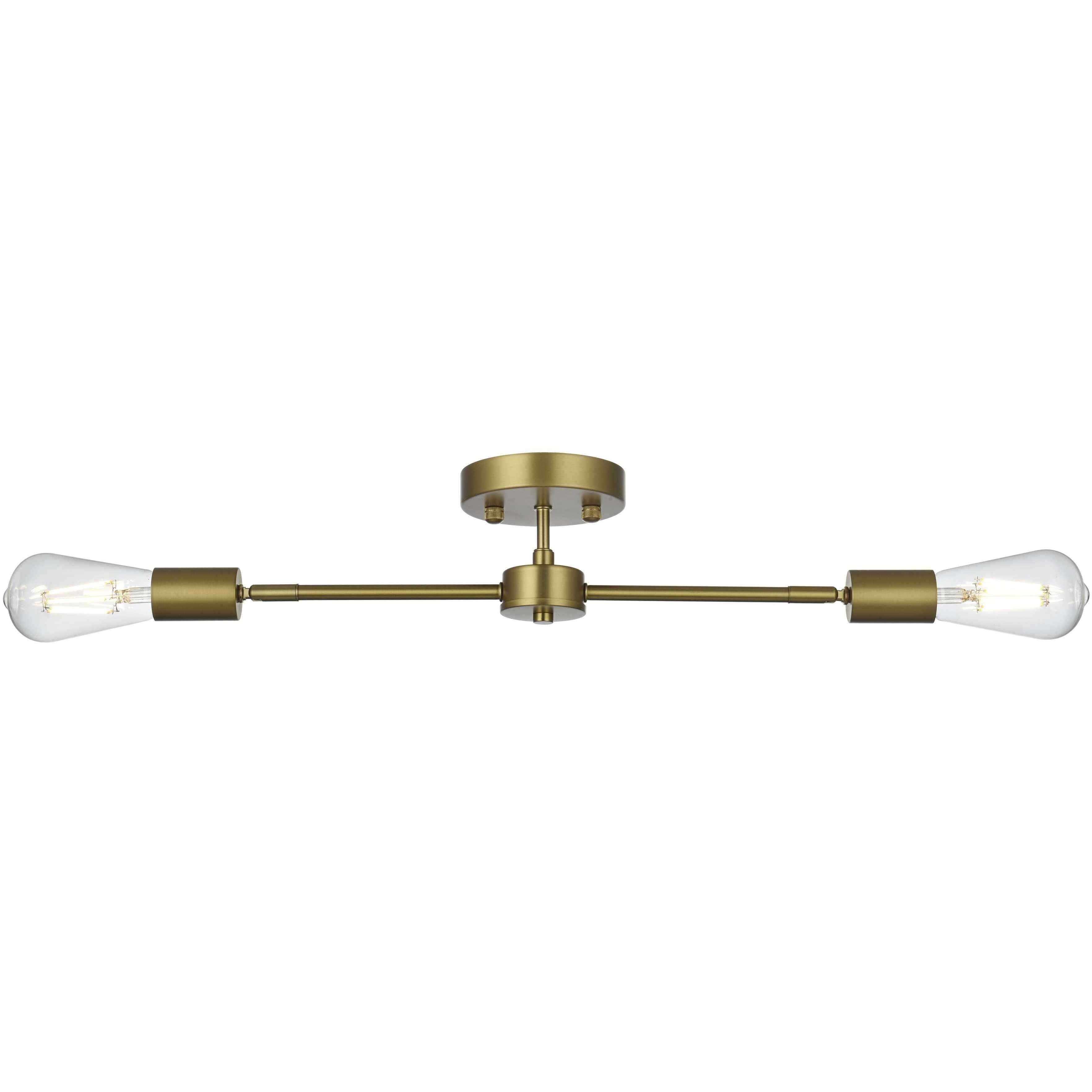 Zane 2 Light 5 inch Satin Gold Flush Mount Ceiling Light