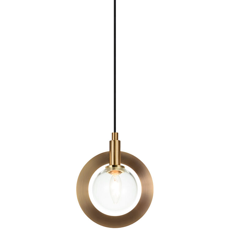 Astro 1 Light 4.38 inch Aged Gold Brass Pendant Ceiling Light in Aged Gold Brass and Clear
