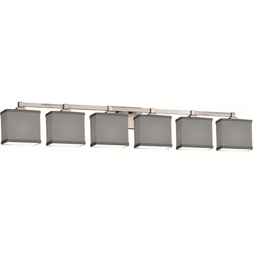 Textile 6 Light 49 inch Dark Bronze Bath/Vanity Wall Light in LED, White, Cylinder with Flat Rim