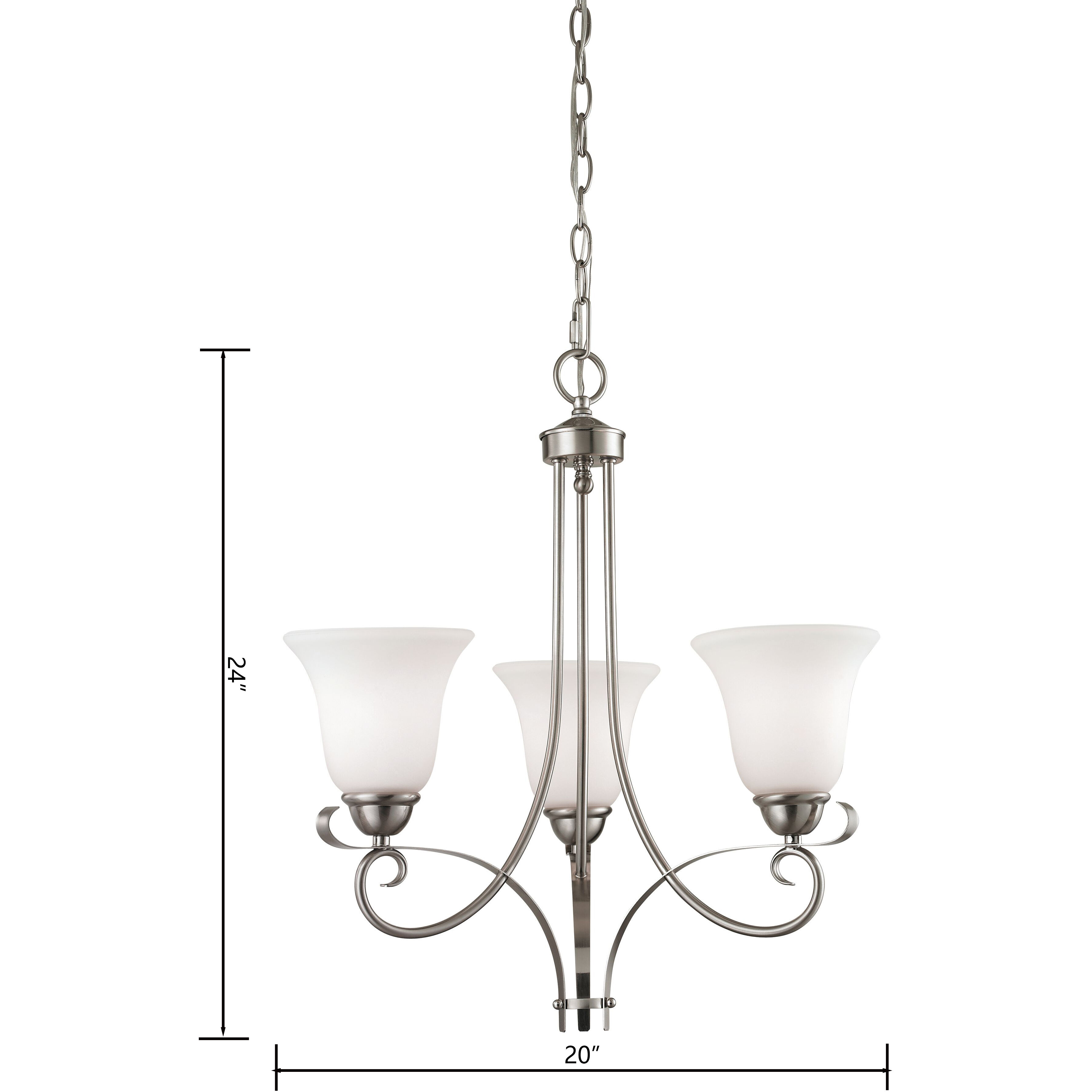 Brighton 3 Light 20 inch Brushed Nickel Chandelier Ceiling Light