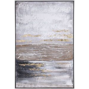 Ash Coast Abstract Brown-Metallic Gold-and White Multi-color-Painted Wall Art