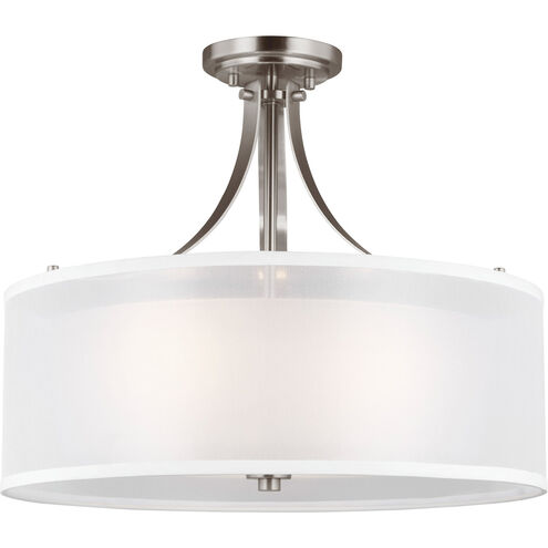 Elmwood Park 3 Light 19 inch Brushed Nickel Semi-Flush Mount Ceiling Light