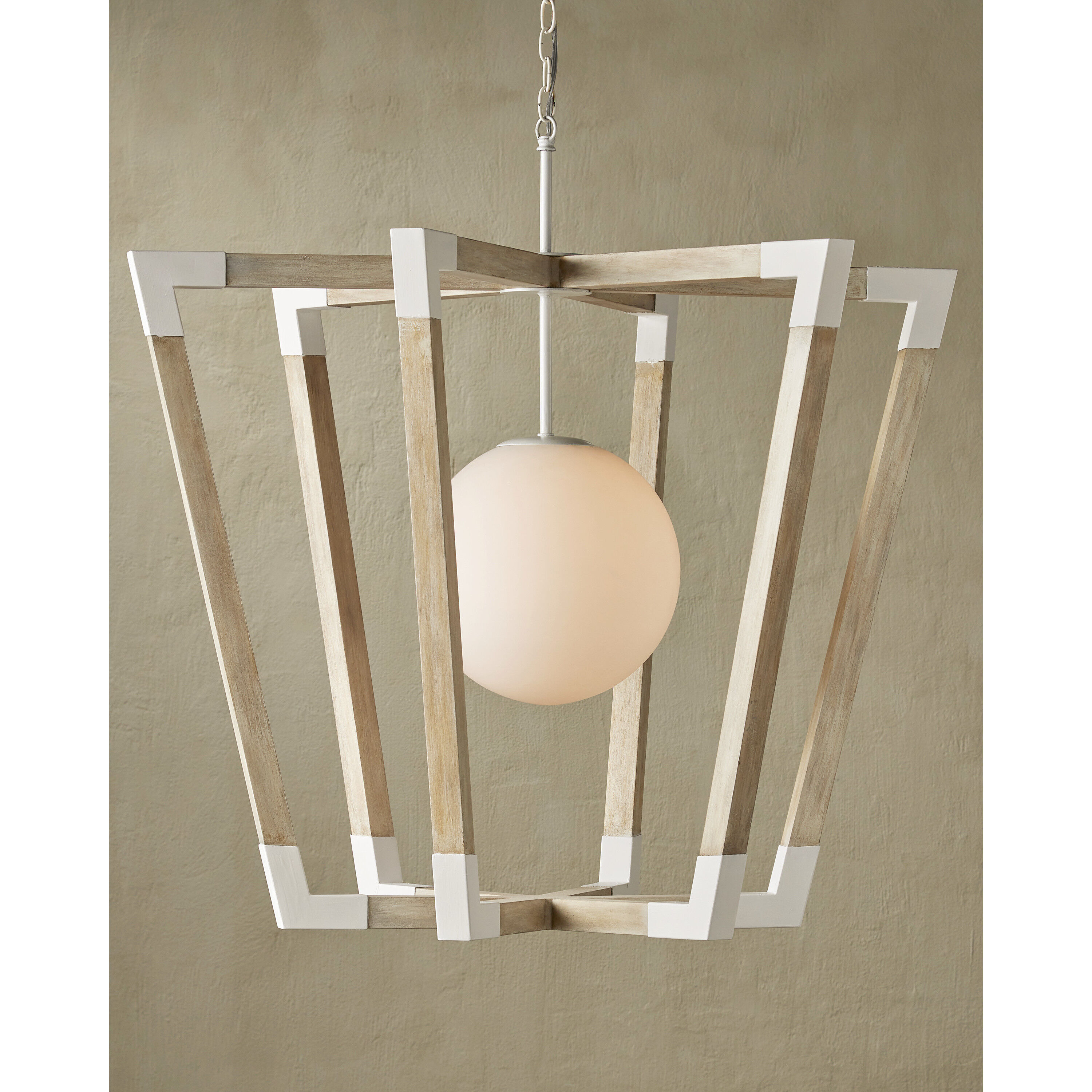 Bastian 1 Light 37 inch Sugar White/Sandstone Globe Pendant Ceiling Light