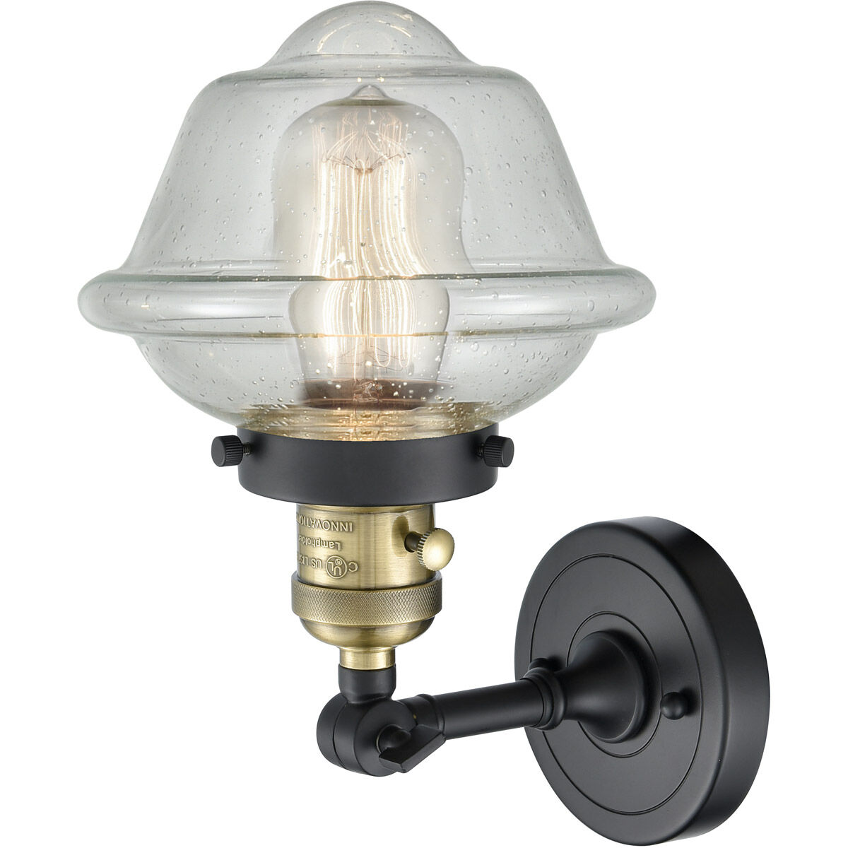 Franklin Restoration Small Oxford LED 7.5 inch Black Antique Brass Sconce Wall Light, Franklin Restoration