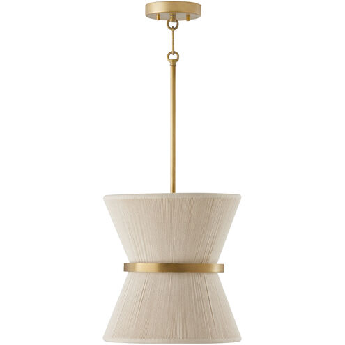 Cecilia 1 Light 12 inch Bleached Natural Rope and Patinaed Brass Pendant Ceiling Light