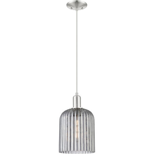 Downtown Urban Bridal Veil 1 Light 8 inch Brushed Satin Nickel Mini Pendant Ceiling Light in Light Smoke Glass