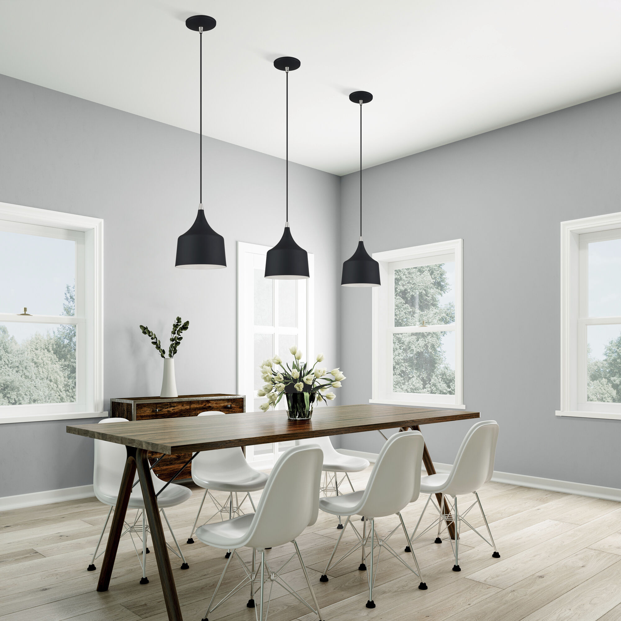 Bolita 8 inch Black with Brushed Nickel Accents Pendant Ceiling Light