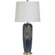 Cameron 33 inch 100 watt Leto Blue and White Table Lamp Portable Light