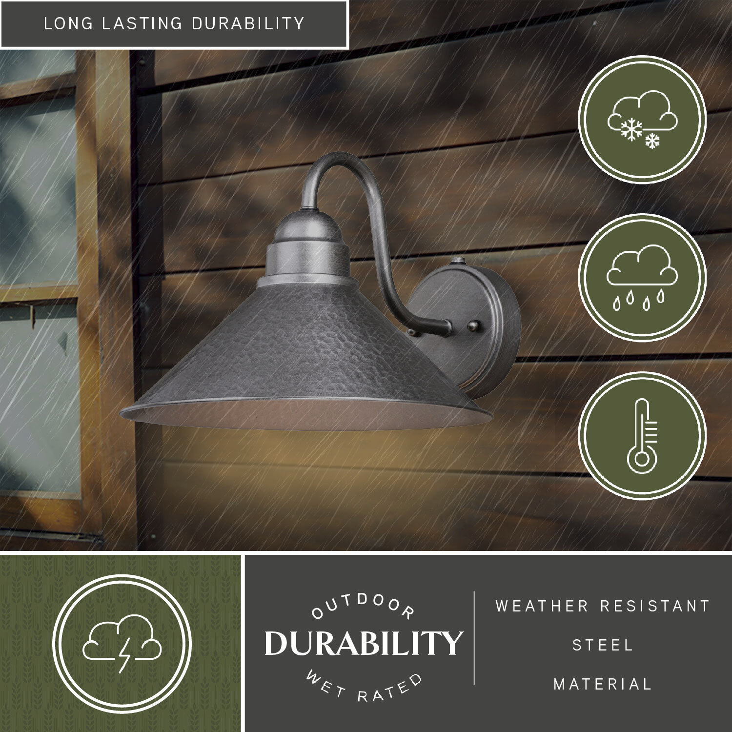 Outland LED 9 inch Brushed Pewter Outdoor Wall