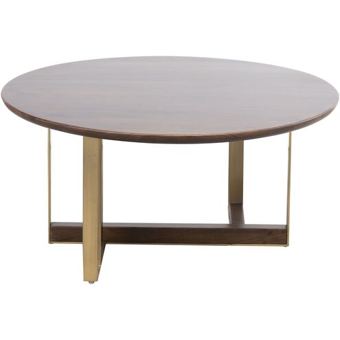 Crafton 36 X 36 inch Mahogany with Satin Brass Coffee Table