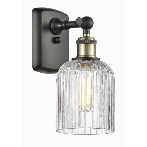 Bridal Veil Sconce Wall Light in Black Antique Brass, Clear