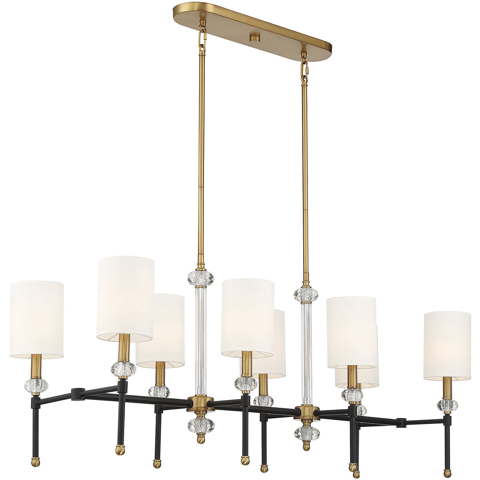 Tivoli 8 Light 42 inch Black with Warm Brass Accents Linear Chandelier Ceiling Light