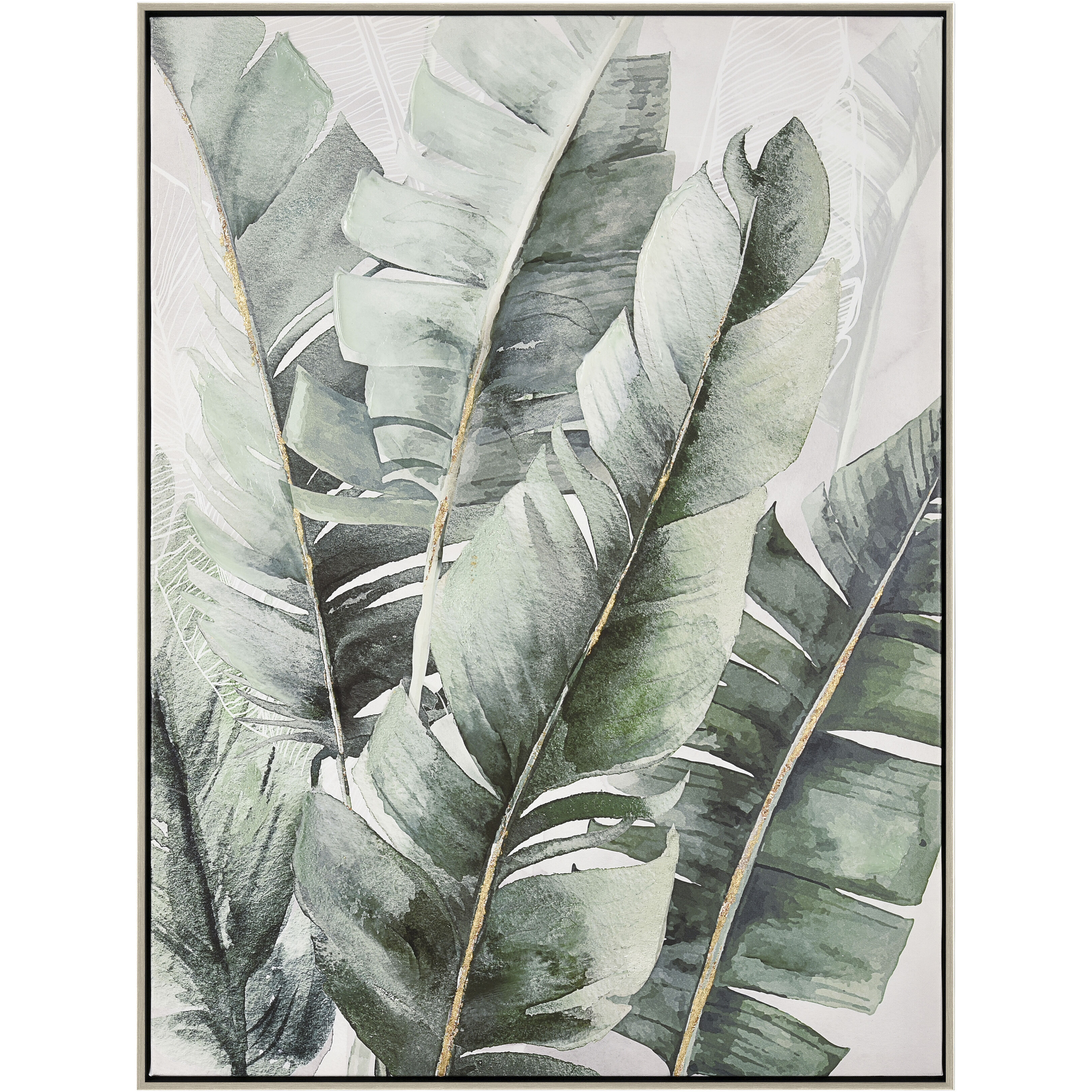 Musa II Green with Off White and Champagne Gold Framed Wall Art