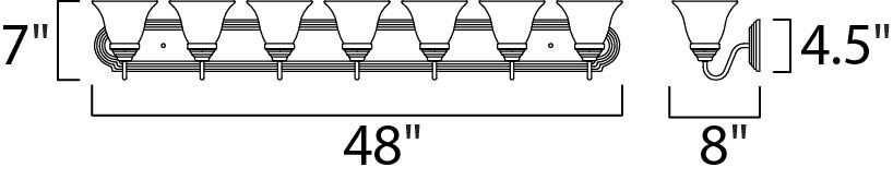 Essentials - 801x 7 Light 48 inch Oil Rubbed Bronze Bath Light Wall Light in Marble