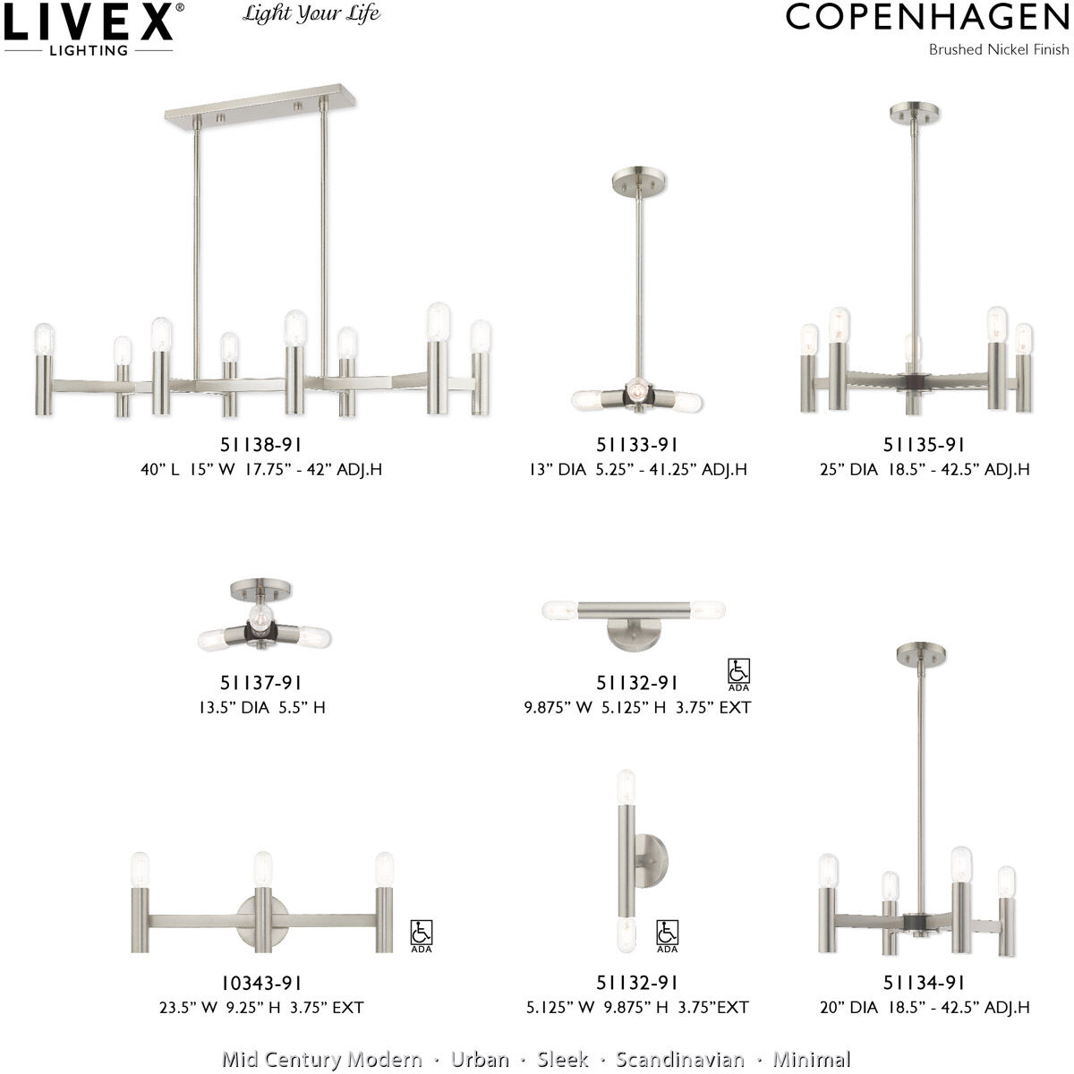 Copenhagen 5 Light 25 inch Brushed Nickel Chandelier Ceiling Light