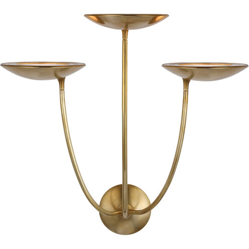 Thomas O'Brien Keria LED 22 inch Hand-Rubbed Antique Brass Triple Sconce Wall Light, Large