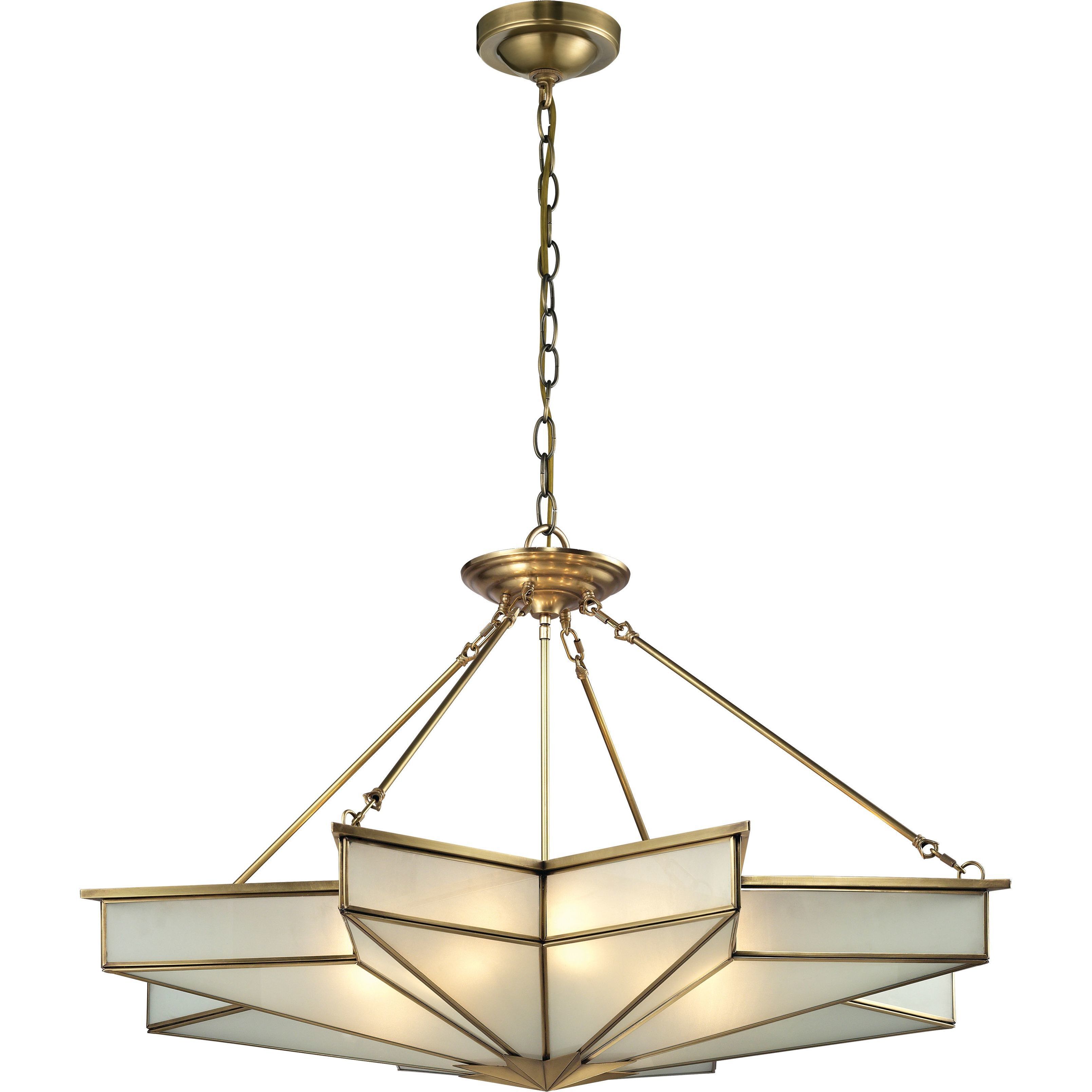 Decostar 8 Light 43 inch Brushed Brass Chandelier Ceiling Light