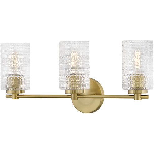 Mabel 3 Light 24.5 inch Lacquered Brass Bath Light Wall Light