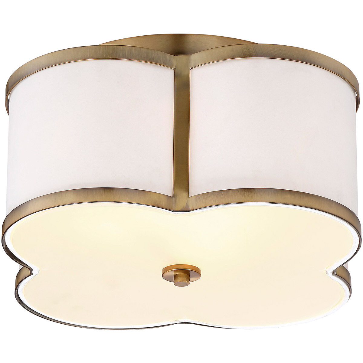 Traditional 3 Light 16 inch Natural Brass Flush Mount Ceiling Light